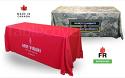 These 6 ft fire rated table cloths add a professional look to any trade show or conference display table